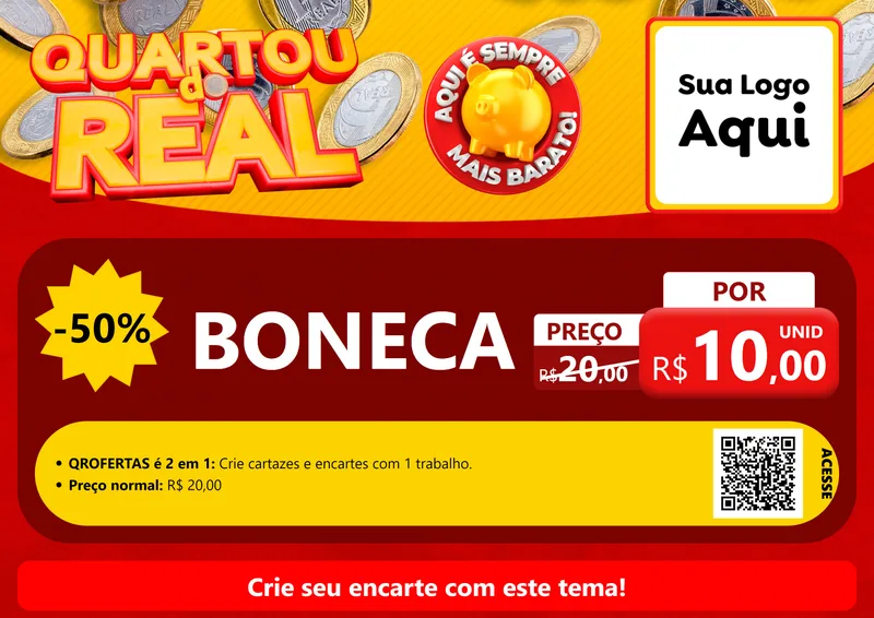 Modelo de Cartaz para Cartaz A4 Horizontal com o tema Quartou do Real para Brinquedos