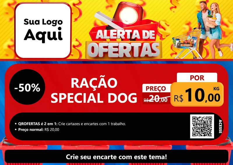 Modelo de Cartaz para Cartaz A4 Horizontal com o tema Alerta de Ofertas para Pet Shop