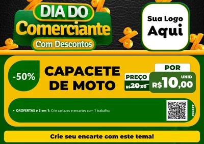 Modelo de Cartaz para Cartaz A4 Horizontal com o tema Dia do Comerciante com Descontos para Moto peças