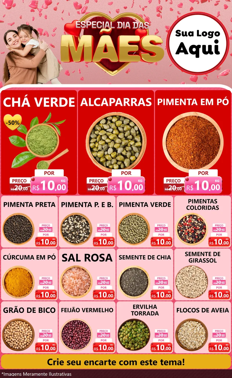 Modelo de Encarte para Encarte Grande com o tema Especial Dia Das Mães para Produtos Naturais