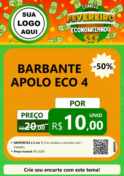 Modelo de Cartaz para Cartaz A4 Vertical com o tema Comece Fevereiro Economizando para Armarinho e Aviamentos