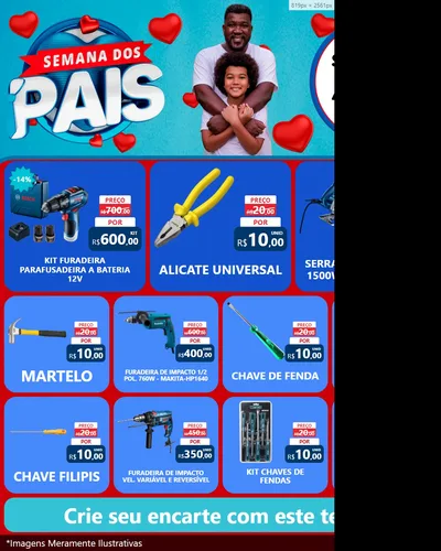 Modelo de Rede Social para Feed Instagram com o tema Semana Dos Pais para Maquinas e Ferramentas