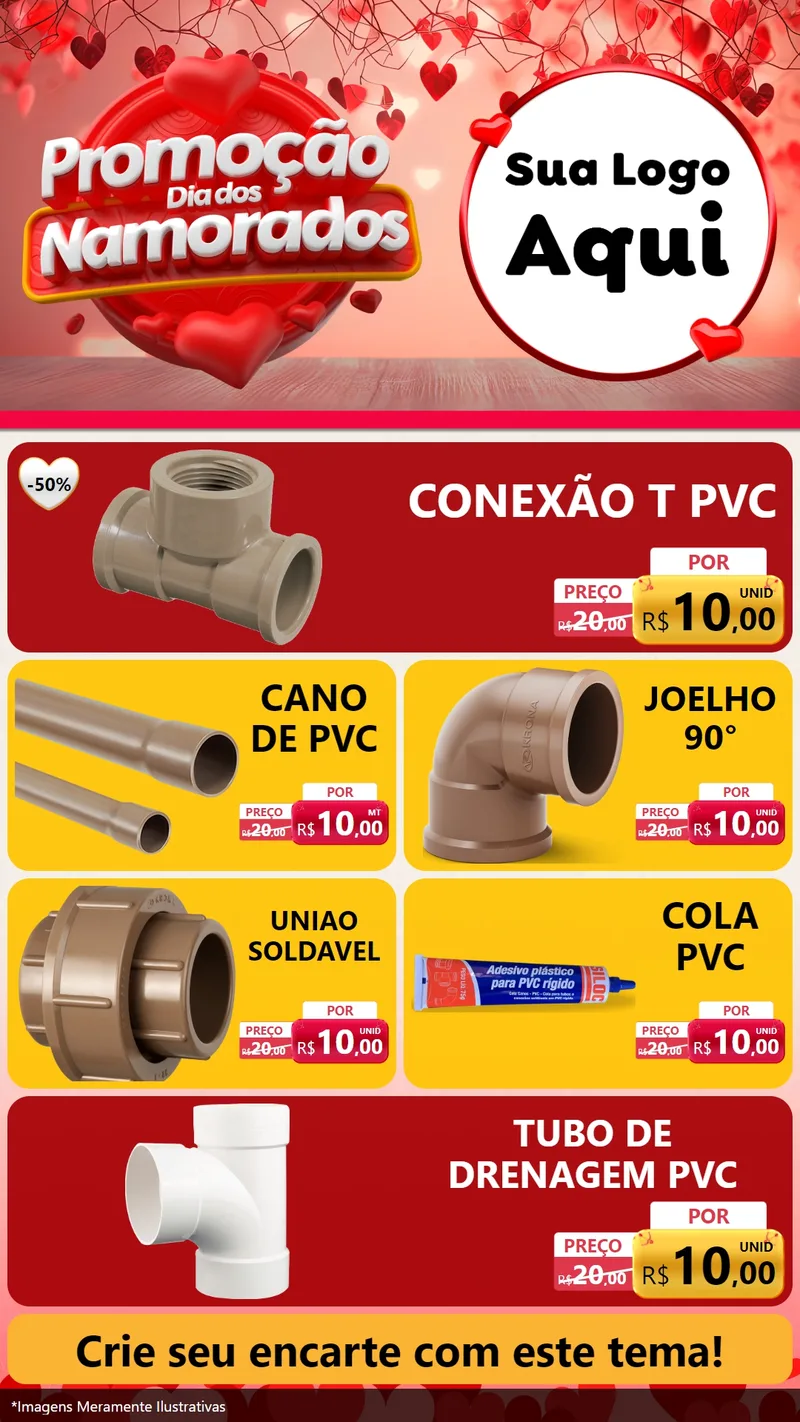 Modelo de TV para TV Vertical com o tema Promoção Dia dos Namorados para Tubos e conexões
