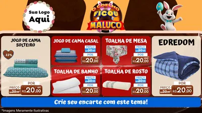 Modelo de TV para TV Horizontal com o tema O Coelho Ficou Maluco - Páscoa para Cama, Mesa e Banho