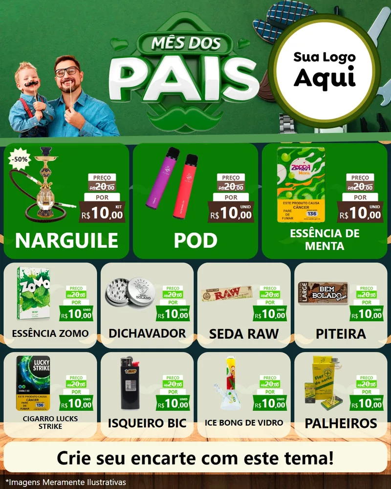 Modelo de Rede Social para Feed Instagram com o tema Mês dos Pais para Tabacaria