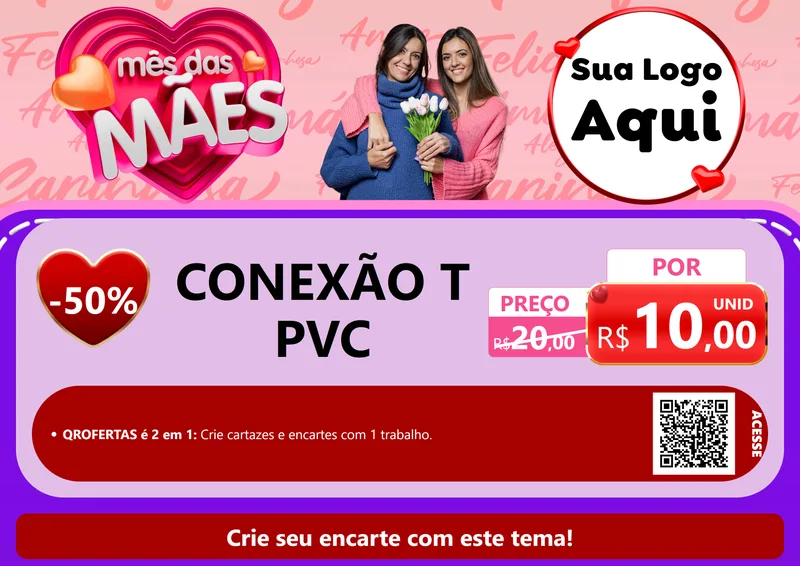 Modelo de Cartaz para Cartaz A4 Horizontal com o tema Mês Das Mães para Tubos e conexões