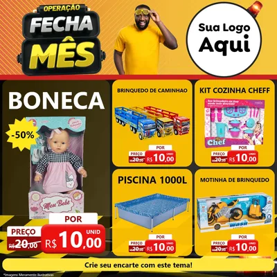 Modelo de Rede Social para Feed Facebook com o tema Operação Fecha Mês para Brinquedos