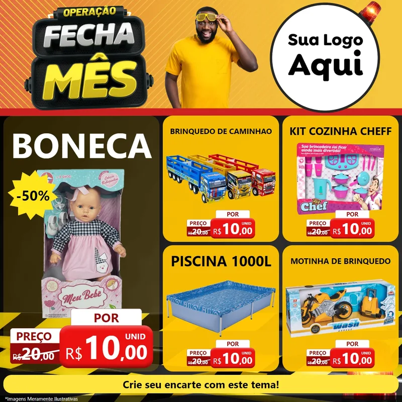 Modelo de Rede Social para Feed Facebook com o tema Operação Fecha Mês para Brinquedos