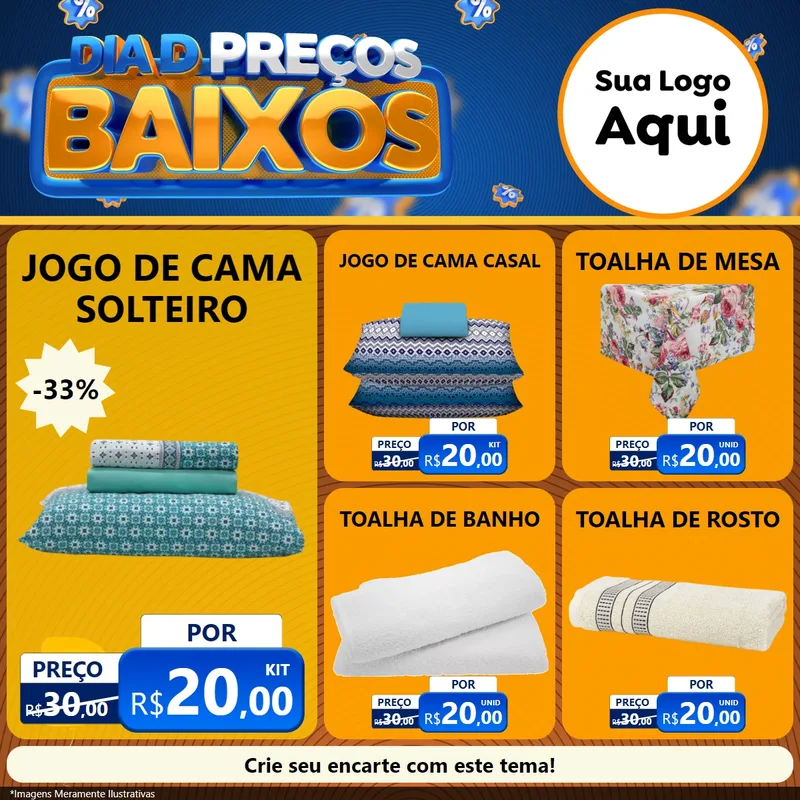 Modelo de Rede Social para Feed Facebook com o tema Dia D Preço Baixo para Cama, Mesa e Banho