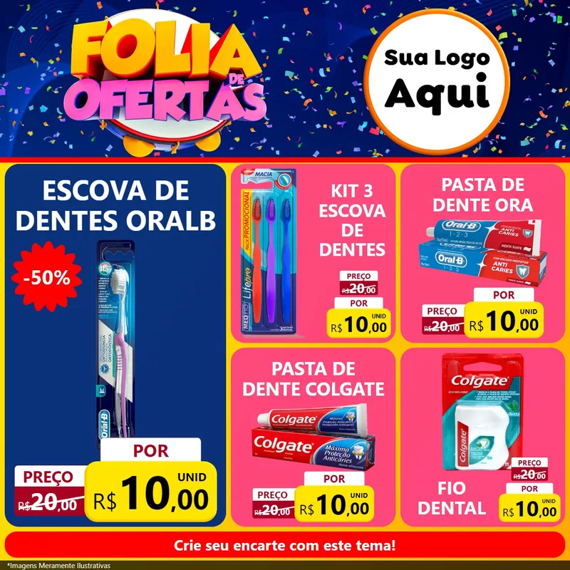 Modelo de Rede Social para Feed Facebook com o tema Folia de Ofertas para Higiene Pessoal