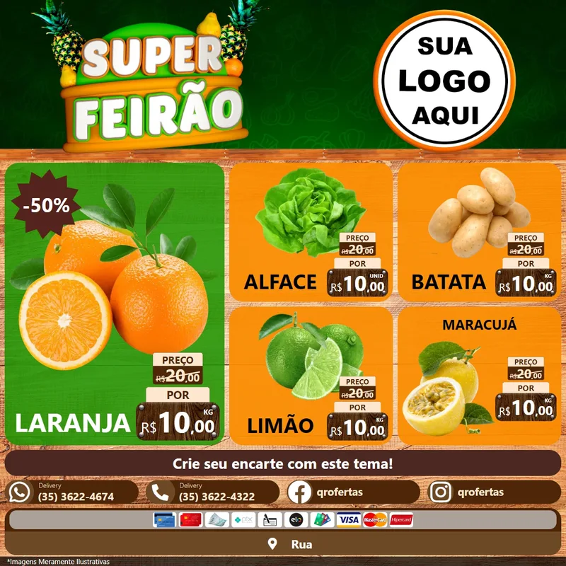 Modelo de Rede Social para Feed Facebook com o tema Super Feirão para Hortifrúti