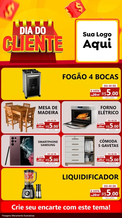Modelo de TV para TV Vertical com o tema Dia do Cliente para Móveis e Eletro