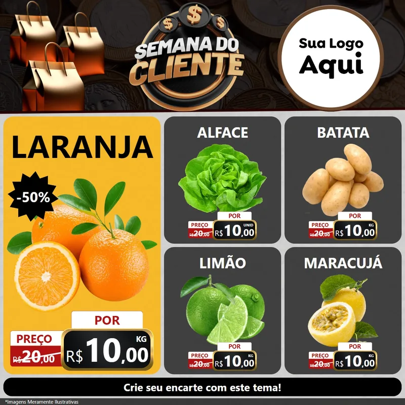 Modelo de Rede Social para Feed Facebook com o tema Semana do Cliente para Hortifrúti
