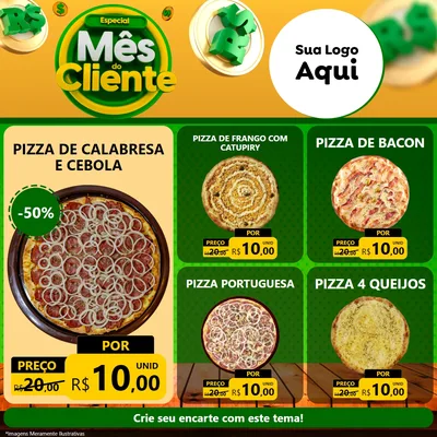 Modelo de Rede Social para Feed Facebook com o tema Especial Mês do Cliente para Pizzaria