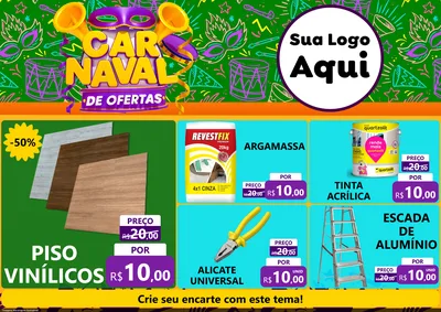 Modelo de Encarte para Encarte A4 Horizontal com o tema Carnaval de Ofertas para Material para Construção