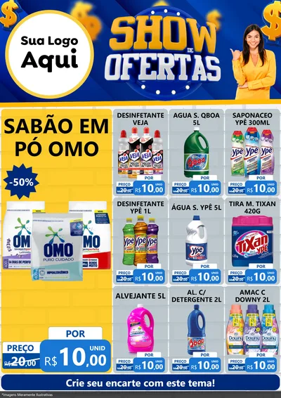 Modelo de Encarte para Encarte A4 Vertical com o tema Show de Ofertas para Produtos de Limpeza