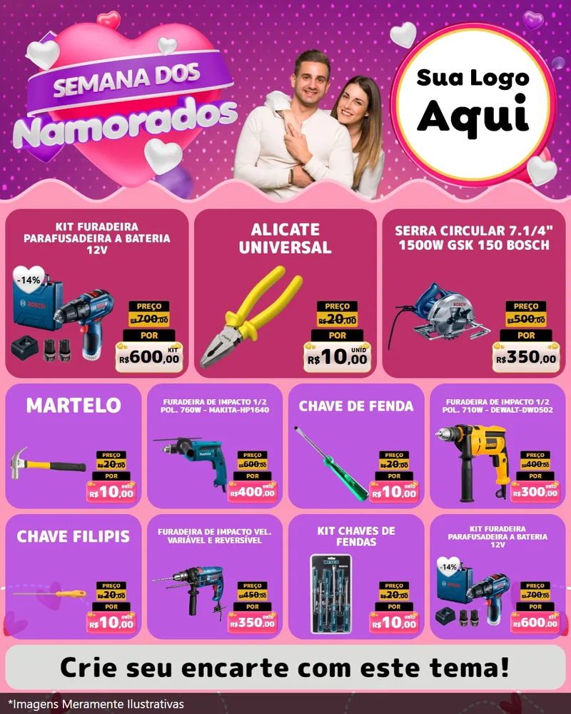Modelo de Rede Social para Feed Instagram com o tema Semana dos Namorados para Maquinas e Ferramentas