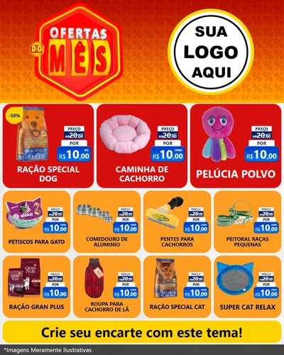 Modelo de Rede Social para Feed Instagram com o tema Ofertas do Mês para Pet Shop