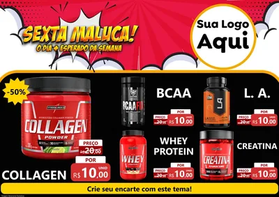 Modelo de Encarte para Encarte A4 Horizontal com o tema Sexta Maluca! para Suplementos alimentares