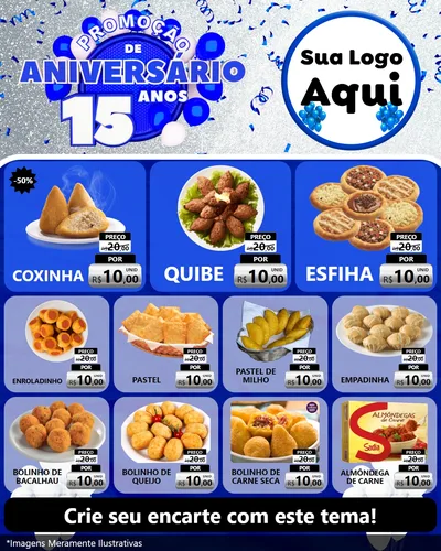 Modelo de Rede Social para Feed Instagram com o tema Promoção de Aniversário - 15 Anos para Salgadaria