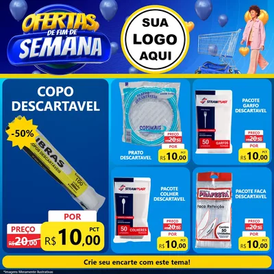 Modelo de Rede Social para Feed Facebook com o tema Ofertas de Fim de Semana para Embalagens