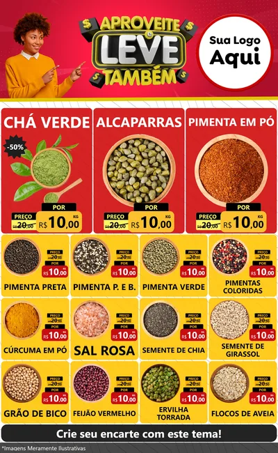 Modelo de Encarte para Encarte Grande com o tema Aproveite e Leve Também para Produtos Naturais