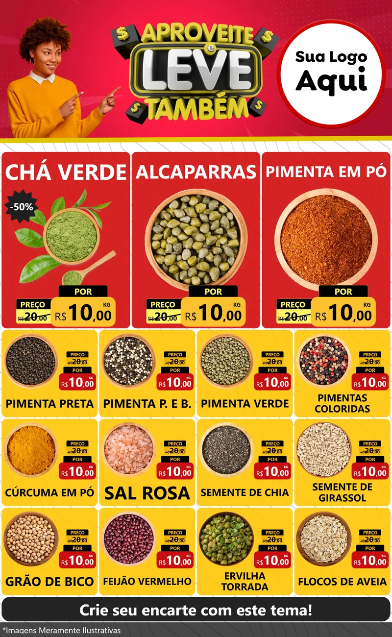 Modelo de Encarte para Encarte Grande com o tema Aproveite e Leve Também para Produtos Naturais