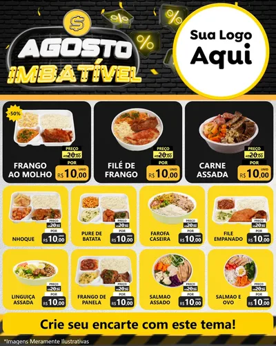 Modelo de Rede Social para Feed Instagram com o tema Agosto Imbatível para Restaurante
