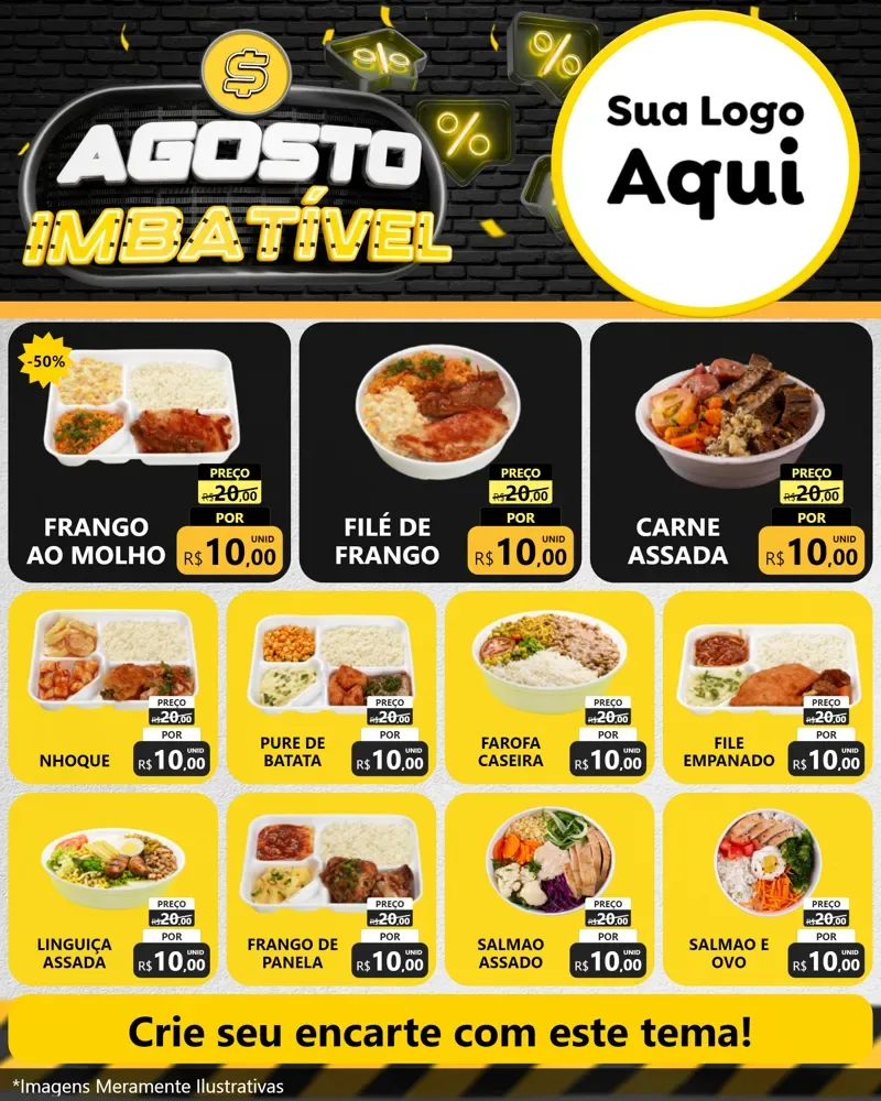 Modelo de Rede Social para Feed Instagram com o tema Agosto Imbatível para Restaurante