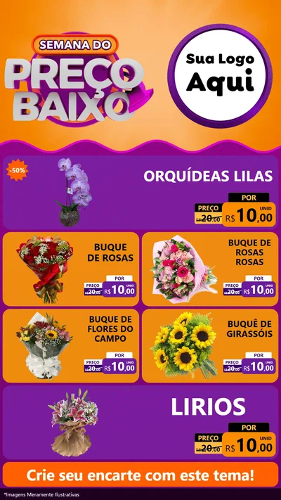 Modelo de TV para TV Vertical com o tema Semana do Preço Baixo para Floricultura e jardim