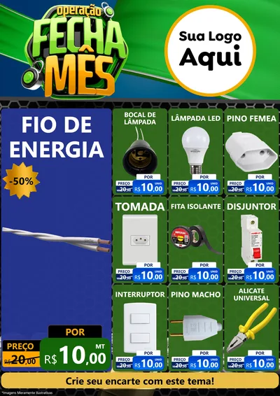 Modelo de Encarte para Encarte A4 Vertical com o tema Operação Fecha Mês para Materiais Elétricos