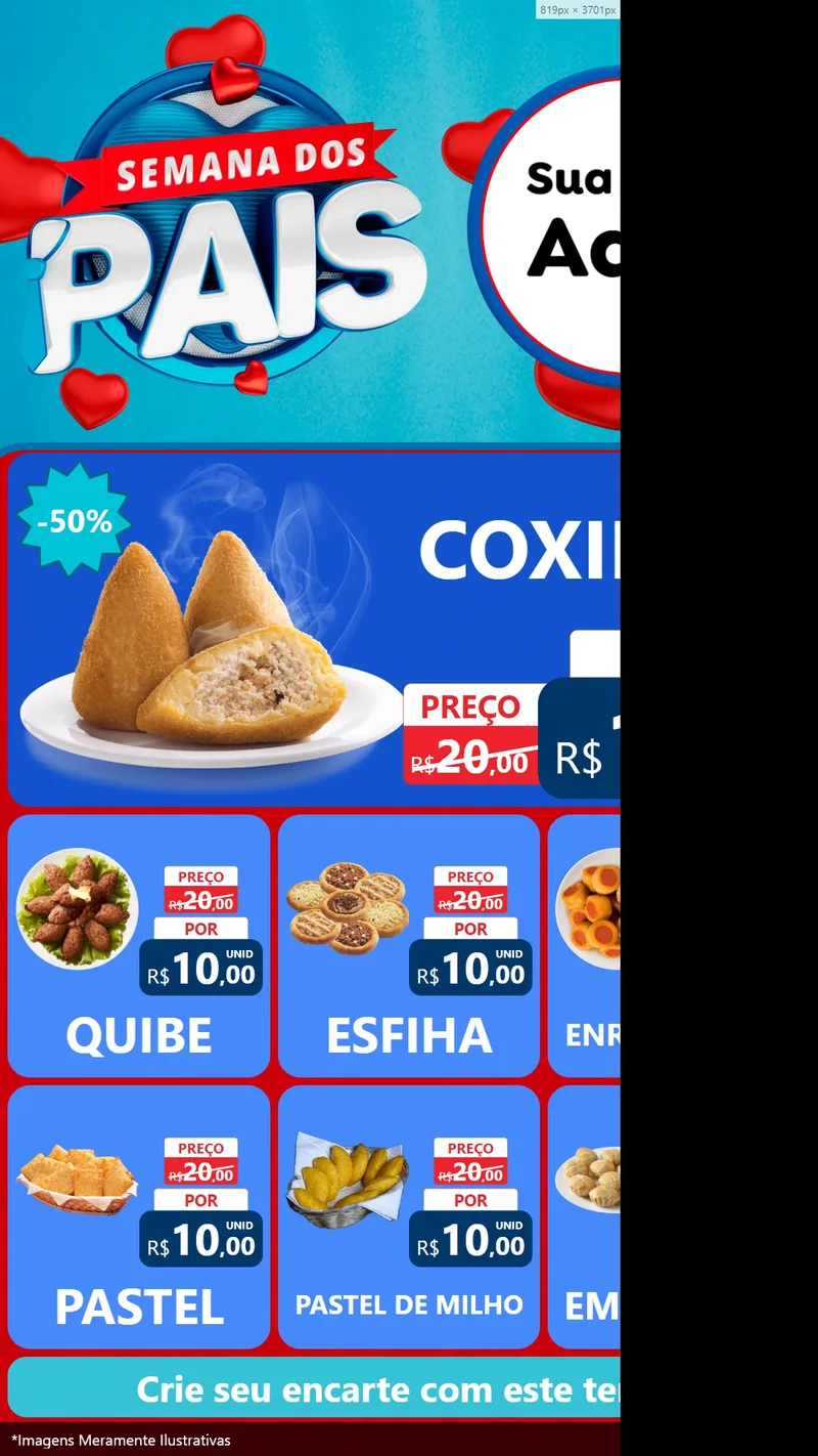 Modelo de Rede Social para Stories com o tema Semana Dos Pais para Salgadaria
