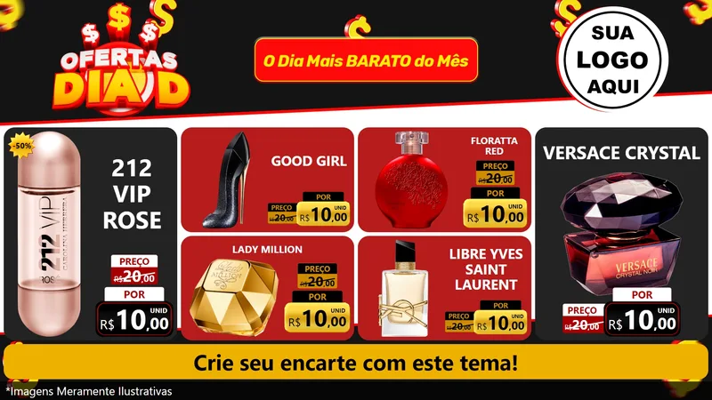 Modelo de TV para TV Horizontal com o tema Ofertas Dia D para Perfumes