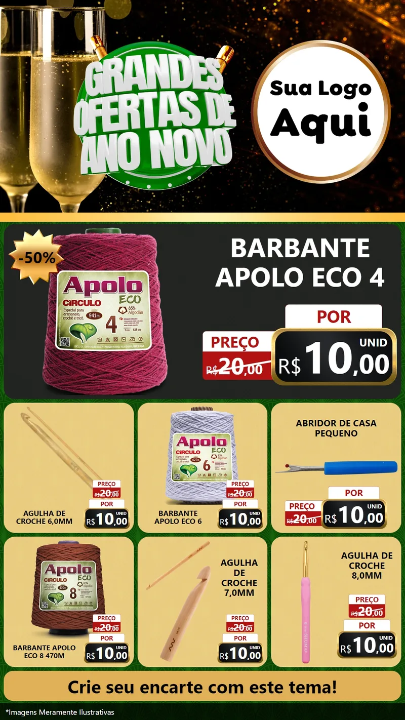 Modelo de Rede Social para Stories com o tema Grandes Ofertas de Ano Novo para Armarinho e Aviamentos