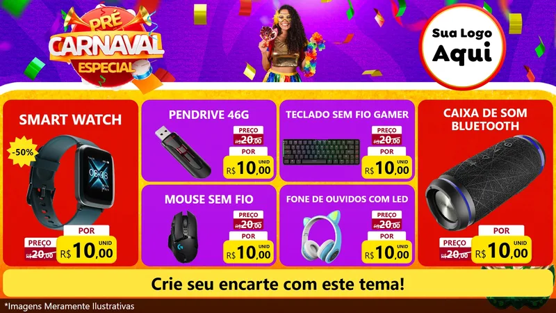 Modelo de TV para TV Horizontal com o tema Pré-Carnaval Especial para Informática
