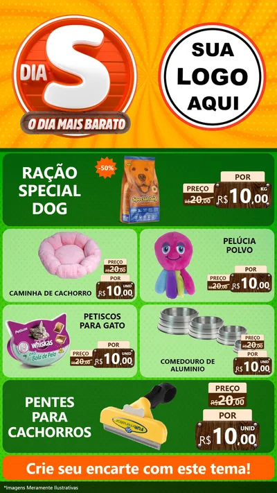 Modelo de TV para TV Vertical com o tema Dia S - O Dia Mais Barato para Pet Shop