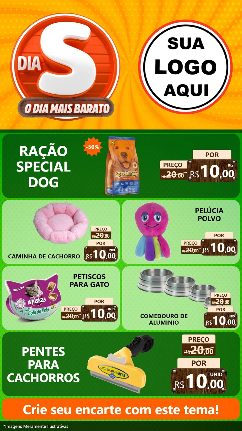 Modelo de TV para TV Vertical com o tema Dia S - O Dia Mais Barato para Pet Shop