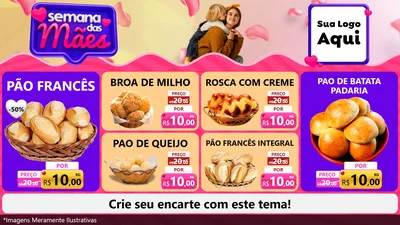 Modelo de TV para TV Horizontal com o tema Semana das Mães para Padaria