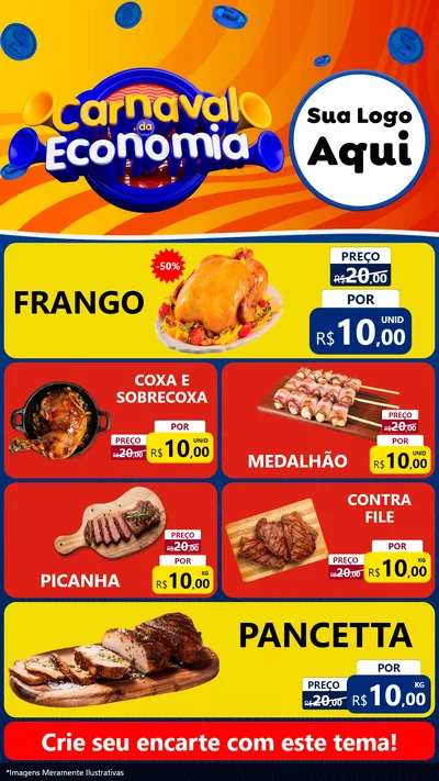 Modelo de TV para TV Vertical com o tema Carnaval da Economia para Assados