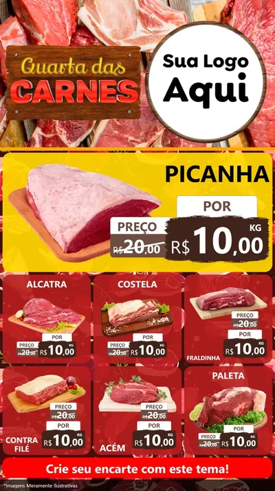 Modelo de Rede Social para Stories com o tema Quarta das Carnes para Açougue