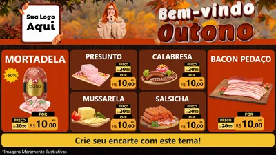 Modelo de TV para TV Horizontal com o tema Bem-vindo Outono para Frios e Laticínios