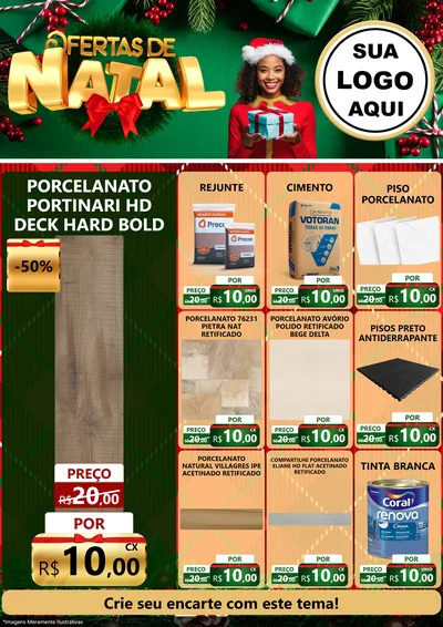 Modelo de Encarte para Encarte A4 Vertical com o tema Ofertas de Natal para Pisos e revestimentos