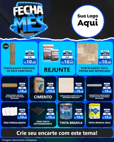 Modelo de Rede Social para Feed Instagram com o tema Fecha Mês para Pisos e revestimentos