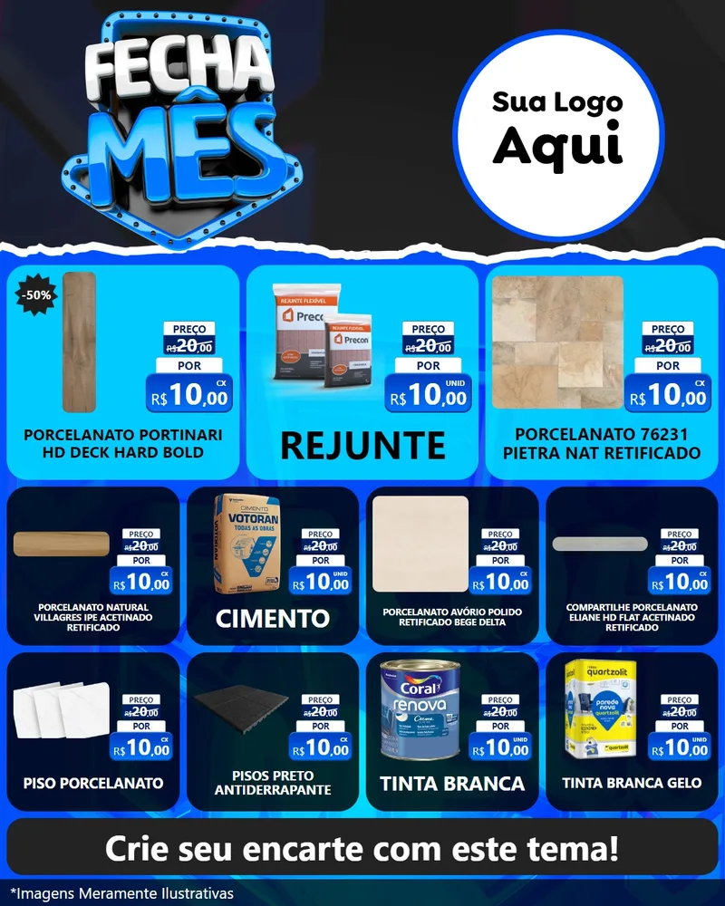 Modelo de Rede Social para Feed Instagram com o tema Fecha Mês para Pisos e revestimentos