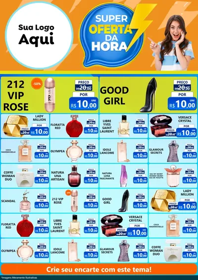 Modelo de Encarte para Encarte A4 Vertical com o tema Super Oferta da Hora para Perfumes