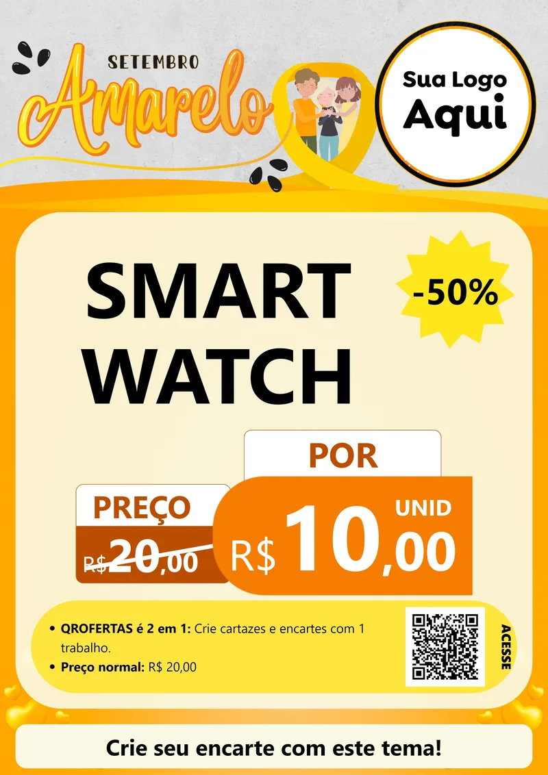 Modelo de Cartaz para Cartaz A4 Vertical com o tema Setembro Amarelo para Informática