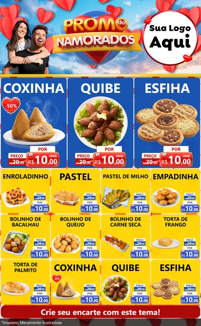 Modelo de Encarte para Encarte Grande com o tema Promo dos Namorados para Salgadaria