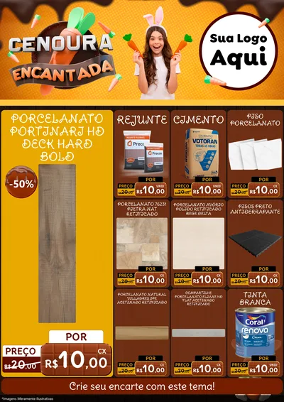 Modelo de Encarte para Encarte A4 Vertical com o tema Cenoura Encantada - Páscoa para Pisos e revestimentos