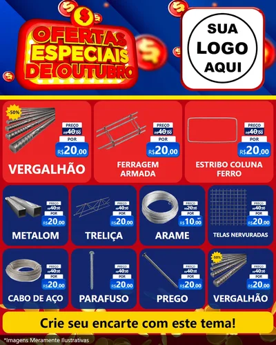 Modelo de Rede Social para Feed Instagram com o tema Ofertas Especiais de Outubro para Ferragens
