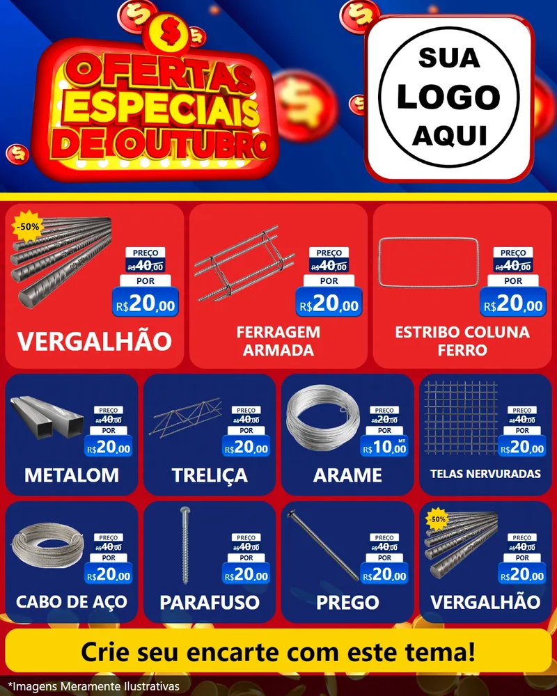 Modelo de Rede Social para Feed Instagram com o tema Ofertas Especiais de Outubro para Ferragens